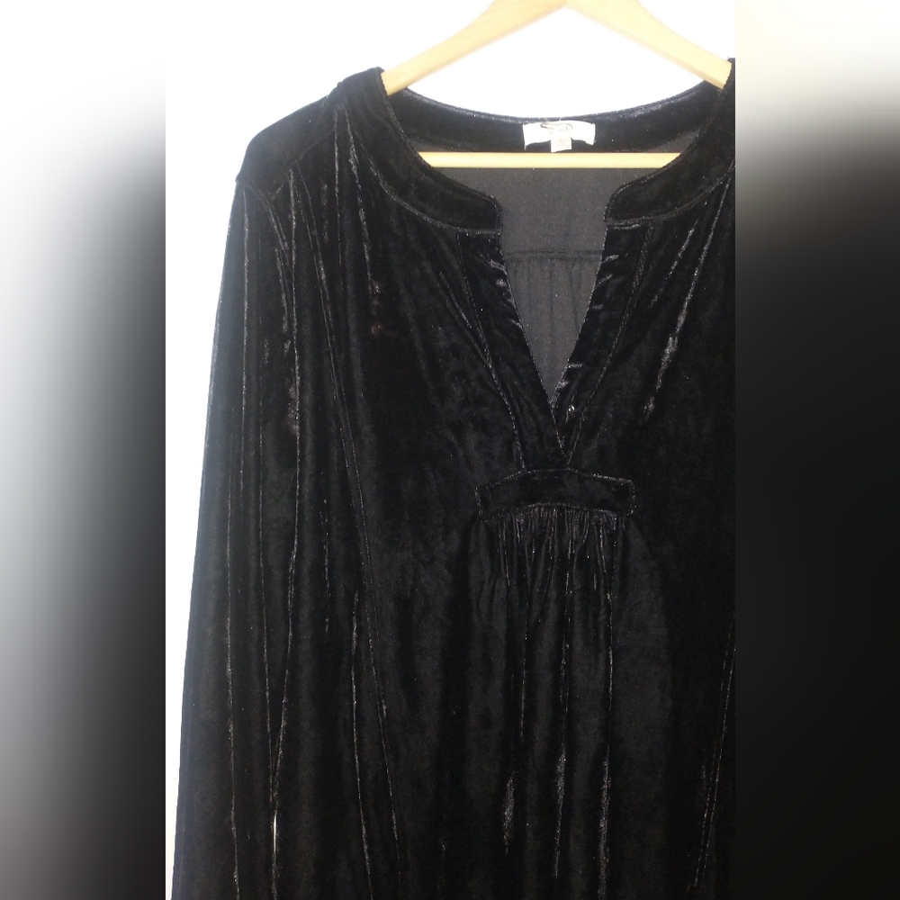 Easel Black Velvet Witchy Goth Long Sleeve Women's Dress Large - Picture 2 of 4